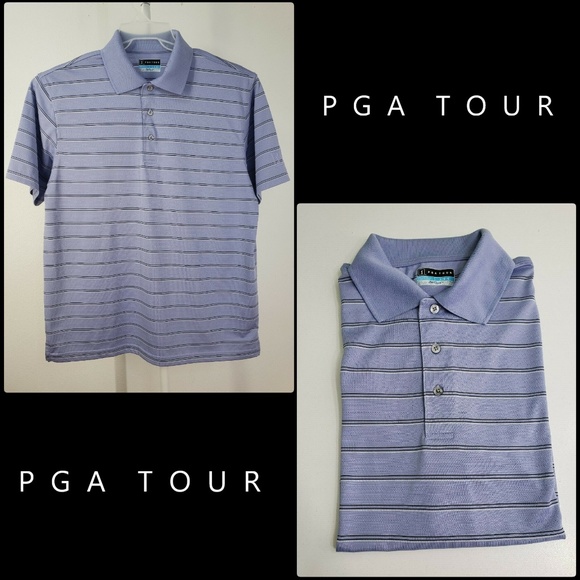 PGA Tour Men’s Pinstrip Polo Golf Shirt Size Large - Picture 3 of 8